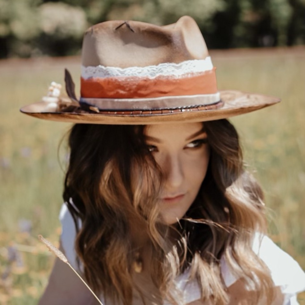 Rustic Revival Custom Brown Floral Western Hat - Picture 7 of 7